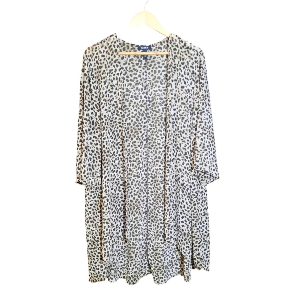 Torrid Womens Lightweight Leopard Print Kimono Open Front Cardigan Size 1